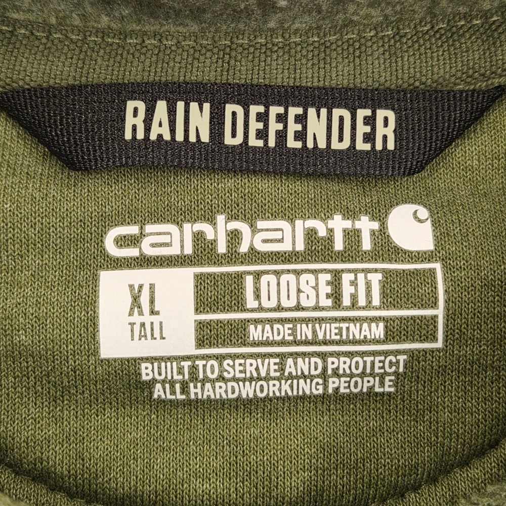 Carhartt Rain Defender Loose Fit Pullover Hoodie Olive Green Mens XL Tall - Picture 4 of 7